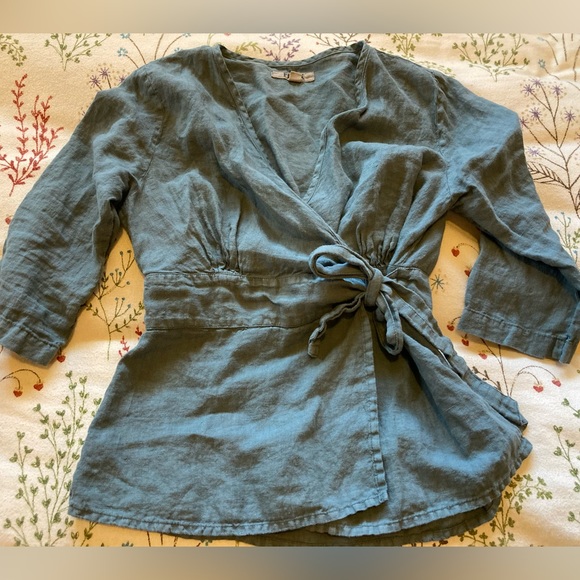 FLAX blue wrap top • size P (XS 4/6) • light blue • 3/4 sleeve • beautiful! 😍 - Picture 6 of 10